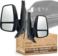 Side Mirror Set for 2015-2019 Ford Transit 150 250 350 HD Cargo Van | Pair Side View Mirror Assembly with Power Adjustment Non-Heated Short Arm | Textured Black 6 Pins FO1320551 and FO1321600