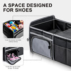 Bold Color Block Trunk Organizer | 95L, 35"x13.8"x11.8" | Dedicated Shoe Storage & 26L Ice Pack | Foldable for SUV/Car/Jeep | Stylish Gift & Essential Car Accessories for Drivers - Black-X212