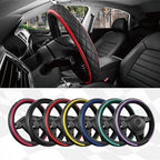 Leather Steering Wheel Cover – Black & Red Universal Fit 14.5-15 Inch, Microfiber Leather, Anti-Slip & Breathable Design for Men and Women