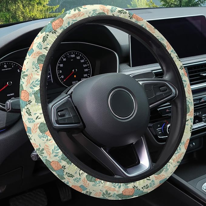 Dungeon Dice Steering Wheel Cover, Non Slip Polyester Car Wheel Protector for Car SUV Truck, Universal 15 Inch