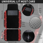 12 Pcs Bling Car Accessories Set for Women Car Floor Mats Full Set Steering Wheel Cover Seat Belt Covers Coasters Universal Fit Car SUV Truck Van Red