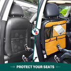 Marigold Seat Back Organizer Kick Mats with Organizer, Seat Protectors for Back of Front Seats, 2 Pack