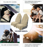 Car Seat Towel Cover, 2 Pack Universal Front Seat Protector for Cars, SUVs and Trucks, Sweat Towel Car Seat Cover for Gym, Yoga, Swimming, Pets and Family Travel, Beige