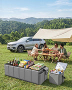 Trunk Organizer, Sturdy Foldable with Cooler for Car & SUV, 3 Compartments, Grey, 30.90”×12.60”×10.63”
