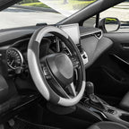 Car Steering Wheel Cover for F-150 Tundra Range Rover 15.5-16 inch, Auto Interior Accessories, Black with Sliver Carbon Fiber Pattern