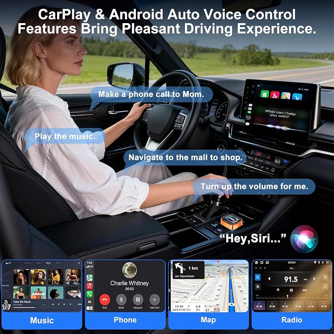 Wireless CarPlay Adapter for iPhone & Android Phone,4 in 1 Cars Screen Mirroring Support Airplay&Mirror Link,CarPlay &Android Auto,Wired to Wireless,Plug and Play (orange I 4 in 1 Wireless Mirroring)