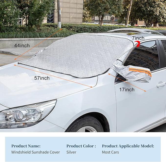 Car Windshield Snow Cover, Magnetic Windshield Snow Cover 4-Layer Protection for Snow, Ice, Frost, Sunlight, Car Windshield Cover with Side Mirror Protector Fit for Most Cars Sedan Compact SUV