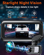 Truck Dash Cam Easy-Steup: Dual Camera 4K Front and 2K Rear with Night Vision GPS WiFi Clear Captures Pickup Trucks License Plates - 72H Parking Monitoring for Daily Commute