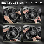 Car Steering Wheel Cover for Prius Civic Model 3 Model Y Camaro, Small Size 14-14.25 inch, Black and Gray Microfiber Leather