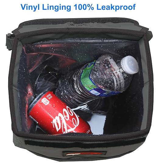 Waterproof Car Trash Can with Lid and Pockets, 2.5 Gal, Dark Gray | Leakproof, Collapsible Multipurpose Car Bin with 3 Side Storage Pockets, Adjustable Straps