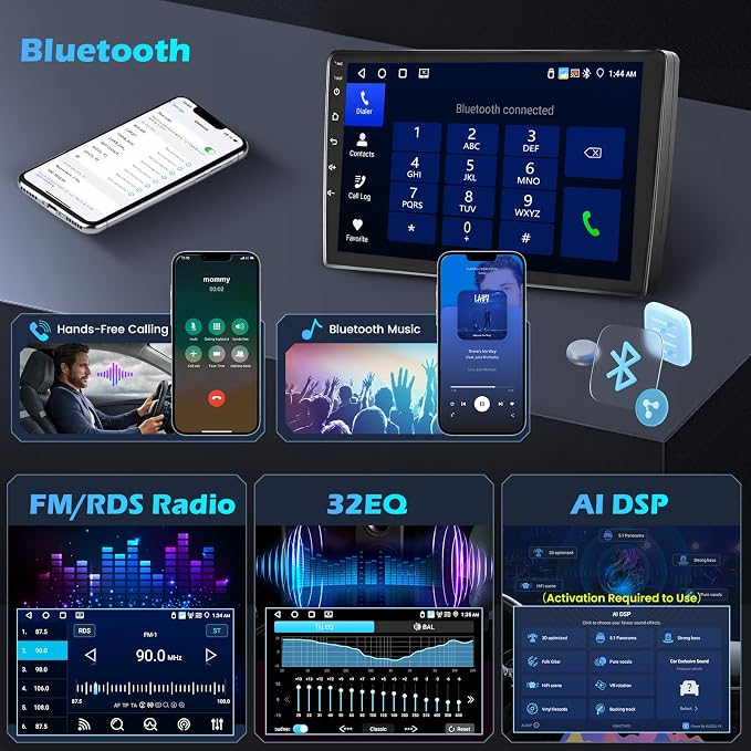 [4+64G] Android 15 Car Stereo for Honda Odyssey EX-L 2011-2017 with Wireless Carplay Android Auto, 9'' IPS Touch Screen Radio Bluetooth Mirror Link GPS WiFi SWC AI DSP/FM/RDS/EQ Backup Cam+Mic