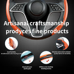 2Pc Carbon Fiber Steering Wheel Cover Universal Fit 99% Cars | Non-slip soft grip, easy to wipe clean, quick to install, perfect for daily commutes and road trips, Orange