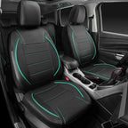 Universal FIT Piping Leather Car Seat Cover, for suvs,Van,Trucks,Airbag Compatible,Inside Zipper Design and Reserved Opening Holes (Full Set, Black and Mint)