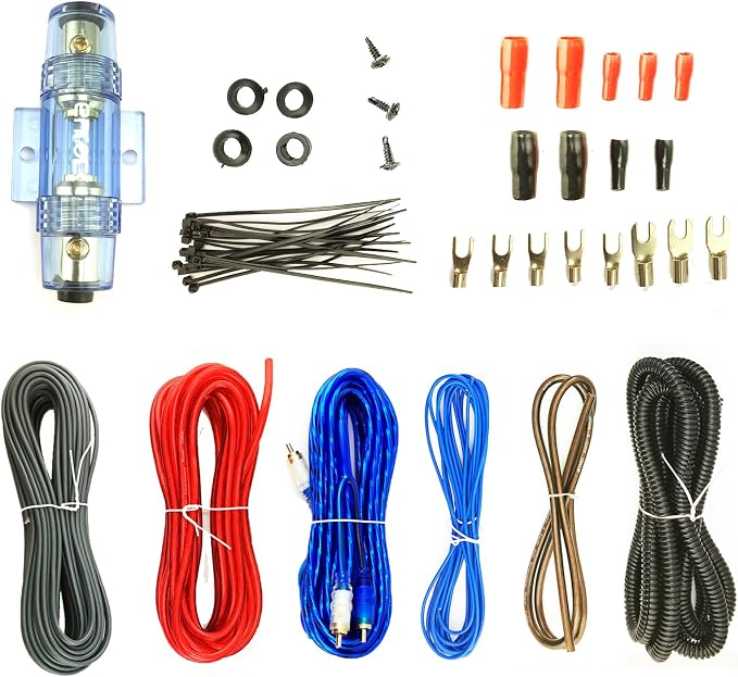 Pyle PLBX8A 8 600 Watt Peak Power Low-Profile Compact Enclosed Low & High Level Inputs Active Amplified Under Seat Car Subwoofer System Bundle Combo with 8 Gauge Wiring Installation Kit