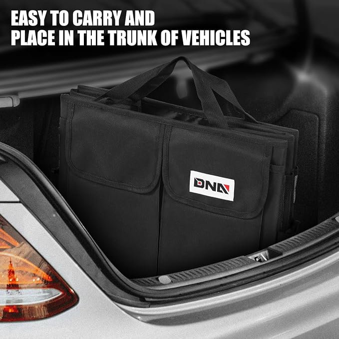 Trunk Organizer for Car, 60L Large Capacity Foldable Trunk Organizer, Multi Compartment Car Trunk Organizer for Women Men, Black, TOOLS-00419