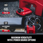 3-in-1 Tire Inflator, 160PSI Portable Air Compressor/Car Vacuum/Dust Blower, 20V Cordless & 12V Car Power, Air Pump with LED Light for Cars Trucks RV Tires (Battery Sold Separately)