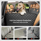 Dog Car Seat Cover for Back Seat, Hard Bottom Dog Hammock, Pet Bed Extender for 2-4 Large/Medium Dogs, Waterproof Seat Protector, Universal L Size for SUV Medium Truck, Black+Orange