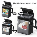 Car Trash Can with Clear Window, Multipurpose Car Organizer Storage for Baby Travel Essentials, Leakproof Car Garbage Bin with Removable Liner for Backseat Console (2.1Gallon/8L)