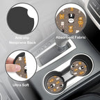 Cute Panda Bear Rabbit Steering Wheel Cover for Women, Anti-Slip Car Steering Wheel Cover with 2 Pcs Cup Holders Neoprene Breathable Car Accessories Universal 15 Inch Auto Interior Decor