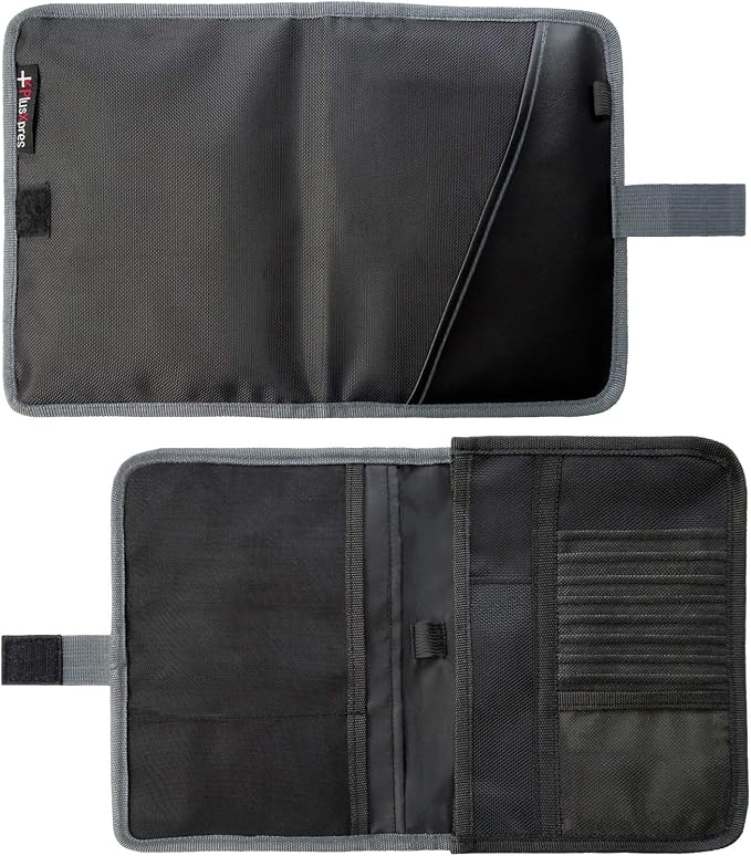 Glove Box Compartment Organizer - Car Document Holder - Owner Manual Case Pouch - Vehicle Storage Wallet for Registration & Insurance Card - Premium Auto Paperwork Holder - Log Book included - Gray