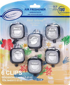 Rest Island Scent Car Air Freshener Vent Clip 6 Ct | Long Lasting Up to 180 days, Natural Essential Oil, Car Fragrance Accessories for Women and Men, Odor Eliminator, 4 mL Each