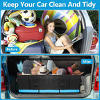 Trunk Organizer for Car, Car Storage Organizer with 2 adjustable straps, 95L Large Capacity Cargo Organizer for Suv, Truck, Sedan, Waterproof Portable Car Organizers for Women Men（Blue）