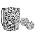 Car Trash Bag Snow Leopard Print Hanging Back of Seat Car Portable Trash Bag Snow Leopard Print Waterproof One-Handed Portable Strap Drawstring Garbage Bags 2 Pieces Car Coasters