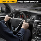 Car Steering Wheel Cover | Premium & Durable PU Leather with Anti-Slip Design | Universal Fit 14.5" - 15" Steering Wheel Cover | Car and Truck Accessories - Black