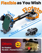 HTU 2026 Ultimate Best【True Military-Grade & Safety Cert】Car Phone Holder【Upgraded 360 Rotation & 100+LBS Strongest Suction】5-in-1 Truck Windshield Dashboard Vent Mount Stand for iPhone Android, Green