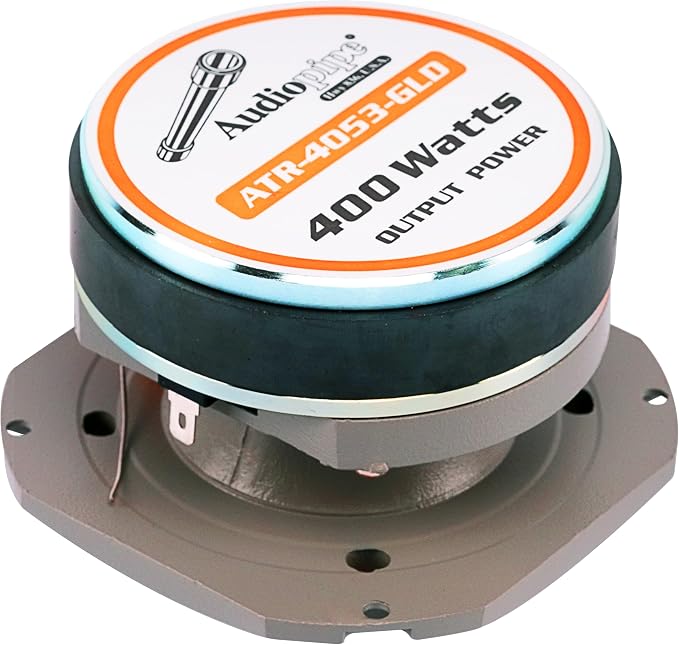 Heavy Duty Super Tweeter (ATR-4053-GLD), 400 Watts, Die Cast Aluminum Frame, Candy Gold, Diamond Chrome Cutting Fnish, 1.5” Kapton Voice Coil, 4-8 Ohms