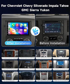 4+64GB Car Radio for Chevrolet Chevy Silverado Impala Tahoe GMC Sierra Yukon,Android 15 Wireless CarPlay/Android Auto BT Touch Screen, 7 Inches IPS Car Stereo for Chevy Silverado 07-14 Backup Camera