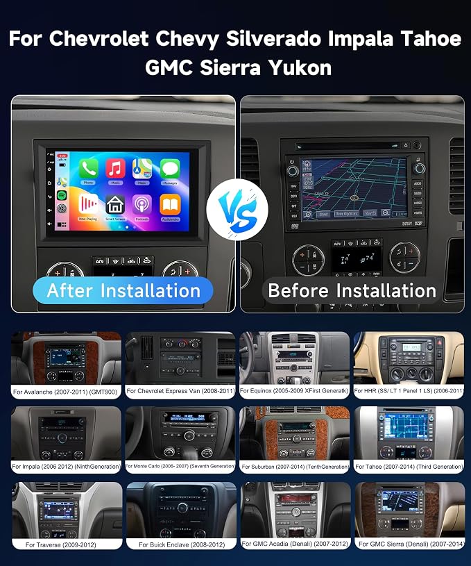 4+64GB Car Radio for Chevrolet Chevy Silverado Impala Tahoe GMC Sierra Yukon,Android 15 Wireless CarPlay/Android Auto BT Touch Screen, 7 Inches IPS Car Stereo for Chevy Silverado 07-14 Backup Camera
