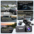 VNV 4K+2.5K Dash Cam Front and Rear, GalaxyCore Sensor, Free 64GB Card Included, Built-in WiFi App Control, Dash Camera for Cars with WDR Night Vision,170°Wide Angle, 24H Parking Mode, 2" IPS, S-V200