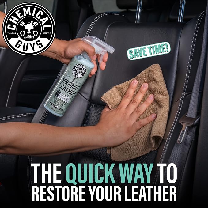 SPI_103 Sprayable Leather Cleaner and Conditioner in One for Interiors, Apparel, and More (Works on Natural, Synthetic, Pleather, Faux Leather and More) Leather Scent, 128 fl oz (1 Gal)