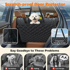 4 in 1 Dog Car Seat Cover for Back Seat, Waterproof Dog Hammock with Mesh Window and Side Flap Pet Car Seat Protector Dogs Backseat Cover for Full Size Trucks