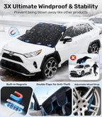 Upgrade Windshield Cover for Ice & Snow [Fast Install & Removal] 600D Oxford Fabric Against Magnetic Fit Snow, Ice, Frost, Winter Accessories - Fit for All Sedans/Cars - (69' x48'')