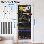 Over the Door Organizer for Toy Storage, 68.9"x25.6" Door Hanging with Hooks Slots Pockets and Felt Display Cabinet for Toy Guns, Toy Cars, Stuffed Animal, Home Living Space Saving Storage (Black)