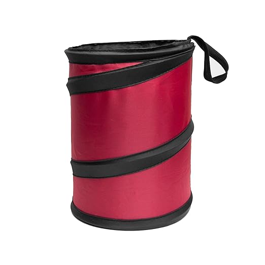 Automotive Waterproof Portable Collapsible Small Trash Can Garbage Container fits Most Cars,Waterproof,Polyethylene, SUVs, and Trucks Red