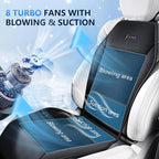 Cooling Car Seat Covers Blowing & Suction Ventilated Car Seat Cushion with 8 Turbo Fans 12V-24V 3-Speed Adjustable Car Seats Cooling Pad Universal Fit for Car SUV Truck Van Summer Driving