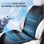Cooling Car Seat Covers with Blowing & Suction, 12V-24V Cooling Ventilated Car Seat Cushion with 8 Turbo Fans 3-Speed Adjustable Universal Fit for Car SUV Truck Van for Summer Driving