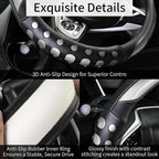 PU Leather Car Steering Wheel Cover with Anti-Slip Grip, for Women and Men, Universal Fit for 14.5-15 Inch Cars, Trucks, SUVs (Gray (Round), Medium(Standard) Size[14 1/2''-15''])