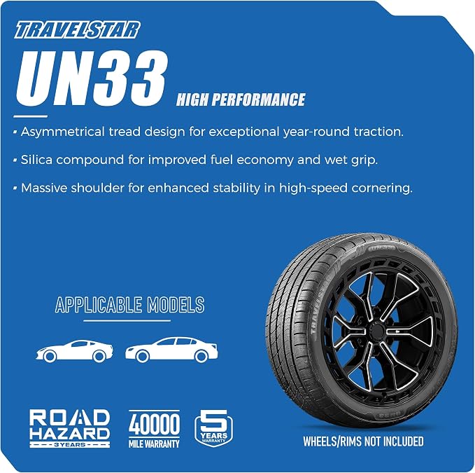 Set of 2 (Two) UN33 235/55R19 101V High Performance All Season Passenger Tire 235/55/19 HP Radial Mud Snow Car Tires -Includes Three-year Road Hazard Warranty (Tire Only)