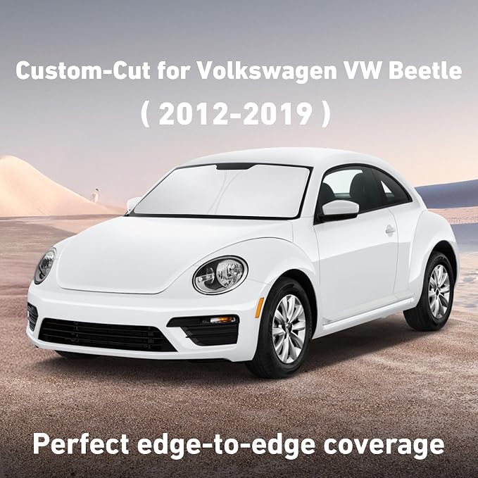 Windshield Sunshade Compatible for Volkswagen VW Beetle 2012-2017 2018 2019, Sun Visor for Front Windshield & Window Sun Shade Cover, UV Heat Blocker & Protector, Car Accessories