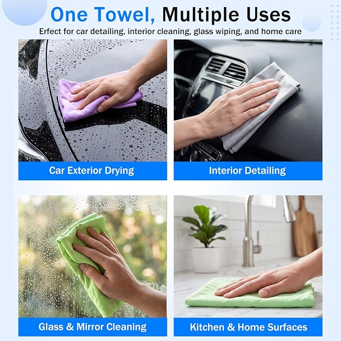10 Pcs 17"x26" PVA Car Shammy Cloth for Car Drying, Super Absorbent Chamois Towels, Reusable Scratch Free Wash Drying Towels for Auto Detailing, RV, Boat, Motorcycle (Dark Color)
