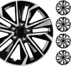 16 Inch Hubcaps Set of 4 – OEM Replacement Snap-On Wheel Rim Covers - Universal Fit Car Wheel Cover for Cars, Trucks, SUV, Vans Durable ABS Black & Silver 10-Spoke Hub-Cap Car Accessories Exterior