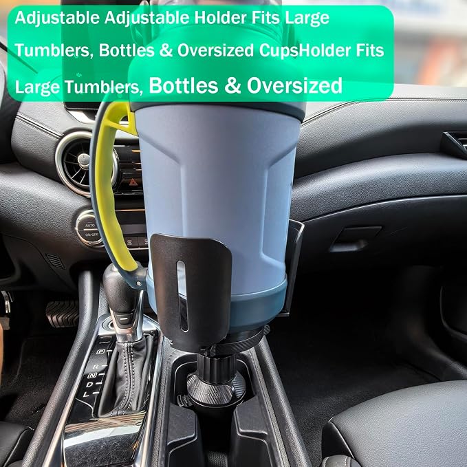 Car Cup Holder Expander Adapter, 3"-5.5" Adjustable Bottle Mount | Adjustable Fit, Detachable Design, Silicone Base, For Large Bottles, Tumblers, And Food Buckets