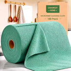 Microfiber Cleaning Cloth Roll–100 Pack, Tear Away Microfiber Towels, Reusable, Washable, Scratch-Free, Kitchen Towels for Car, Home, Kitchen, Glass, Dishes (Malachite Green)