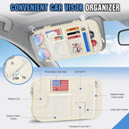 Car Sun Visor Organizer, Tactical Car Accessories with Zipper Storage Pouch, Glasses Clip Card Sleeve Pocket, Multi-Pocket Visor Organizer Fits Most Cars, SUVs, Trucks