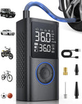 Tire Inflator Portable Air Compressor, 150 PSI Cordless Bike Pump, Air Pump for Auto, Motorcycle, Bicycle, Balls with Pressure Gauge, LED Light & Car Accessories, Blue, Standard Capacity