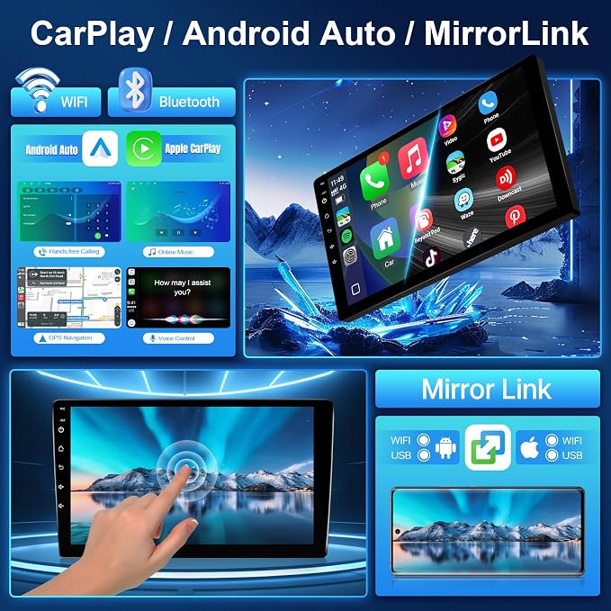 4+64G Android 13 Car Radio for Hyundai Elantra 2014 2015 2016 Stereo Replacement with Wireless Carplay Android Auto, 9'' Touch Screen Built-in Bluetooth GPS Navigation WiFi Backup Camera Mic